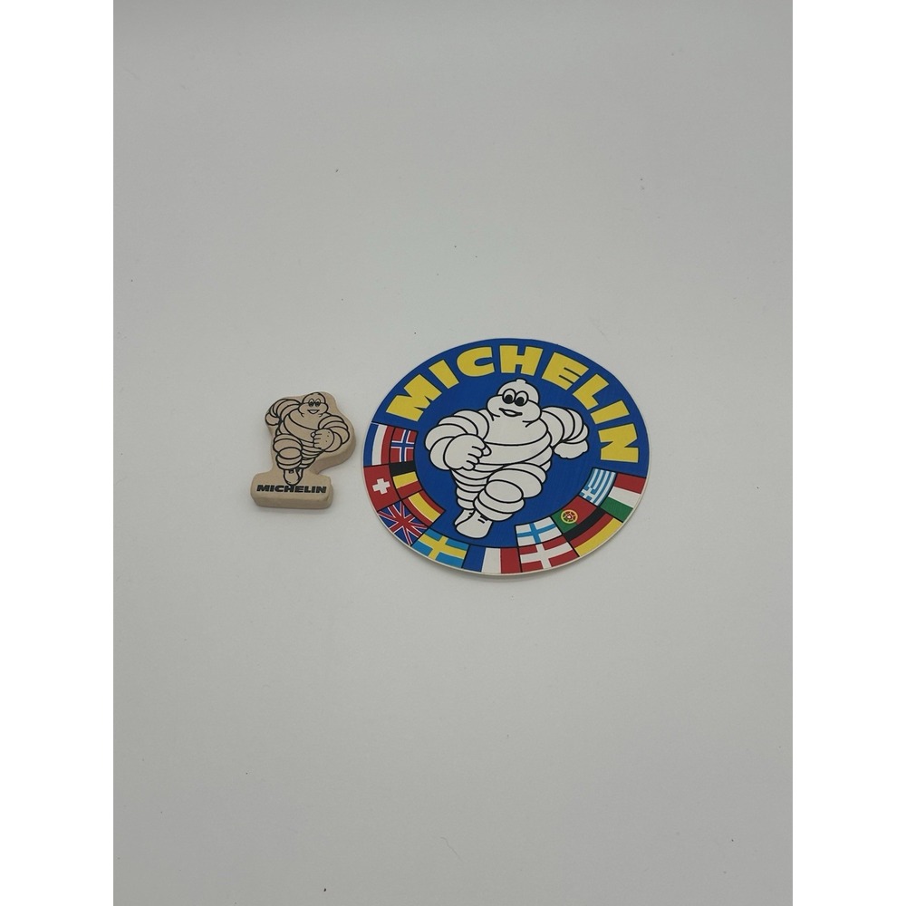 Vintage Michelin Man Bibendum Sticker Decal & Rubber Eraser Advertising Lot